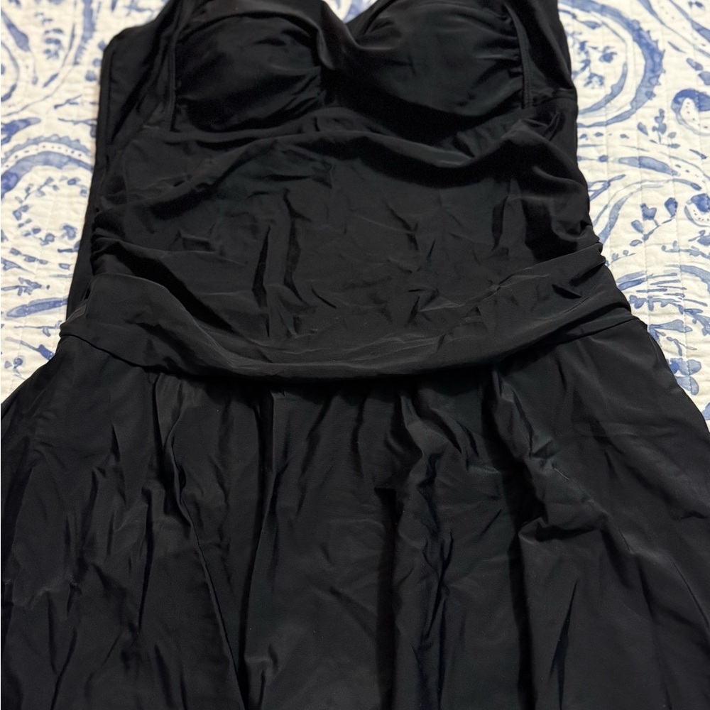 Chic Black One-Piece Swimsuit with Skirted Design